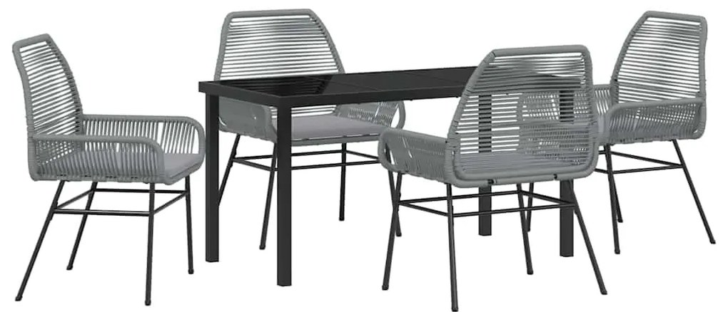 Conjunto de Jantar de Jardim 5 Peças com Almofadas em Rattan Sintético