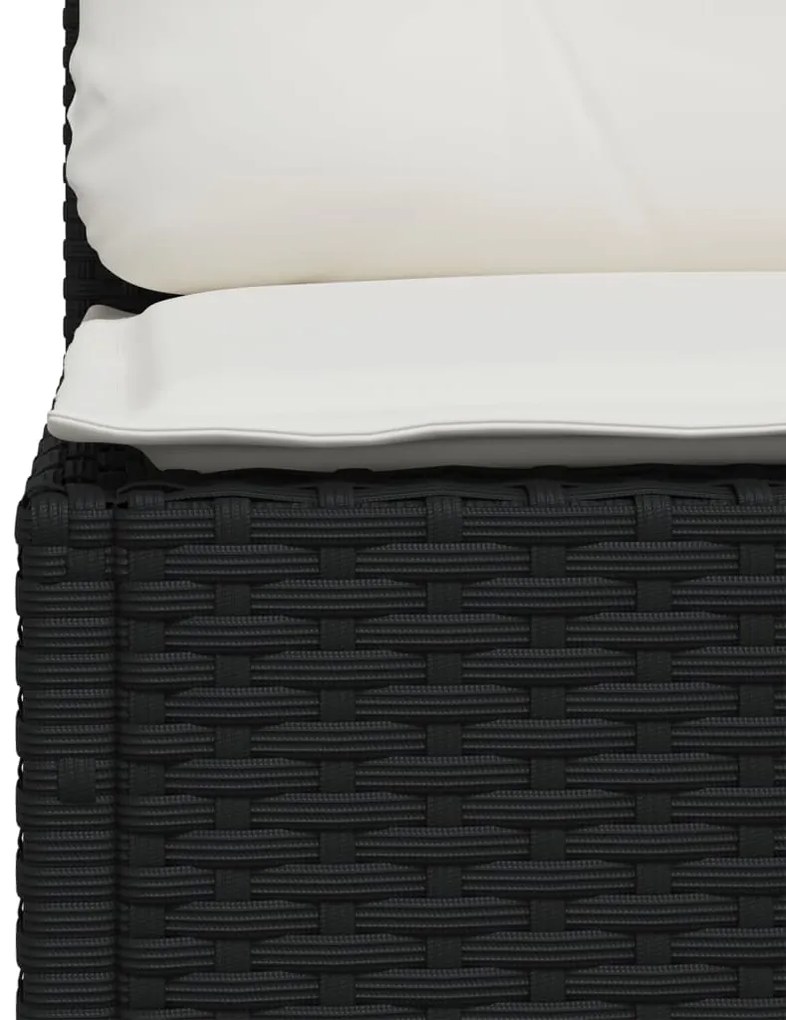 7 pcs conjunto de sofás p/ jardim c/ almofadões vime PE preto