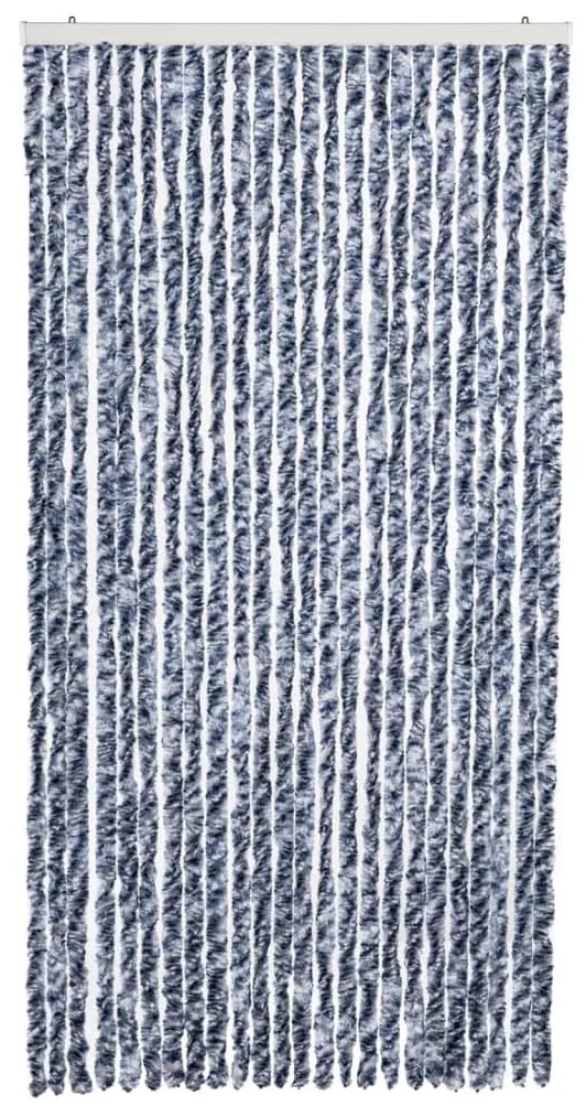 Cortina anti-insetos 100x220 cm chenille azul, branco, prateado