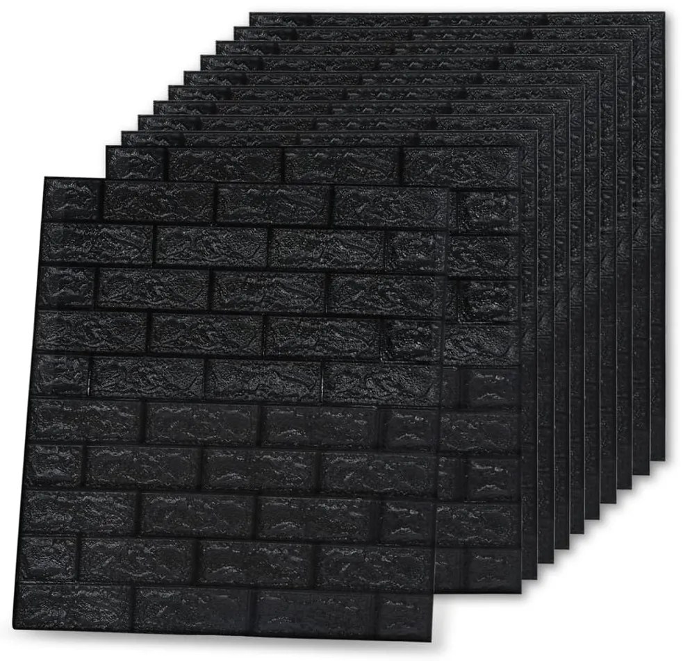 Papel de parede 3D autoadesivo tijolos 40 pcs preto