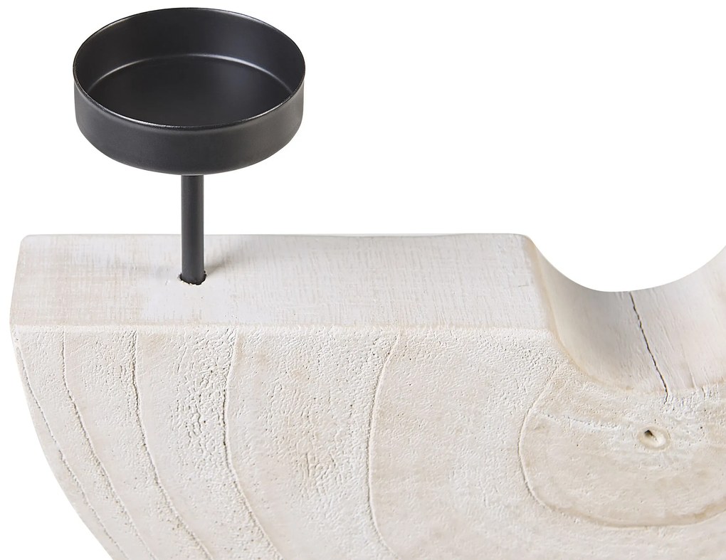 Candelabro em madeira branca 35 cm APANGO Beliani