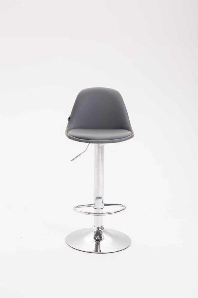Banco de bar Kiel em couro sintético 39 x 82-104 x 43 cm Cinzento