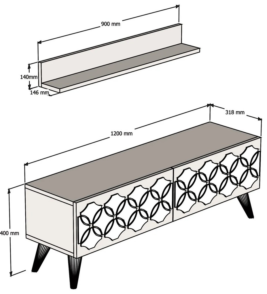 Unidade de TV Nisan – Branco – 120x40x31,8 cm