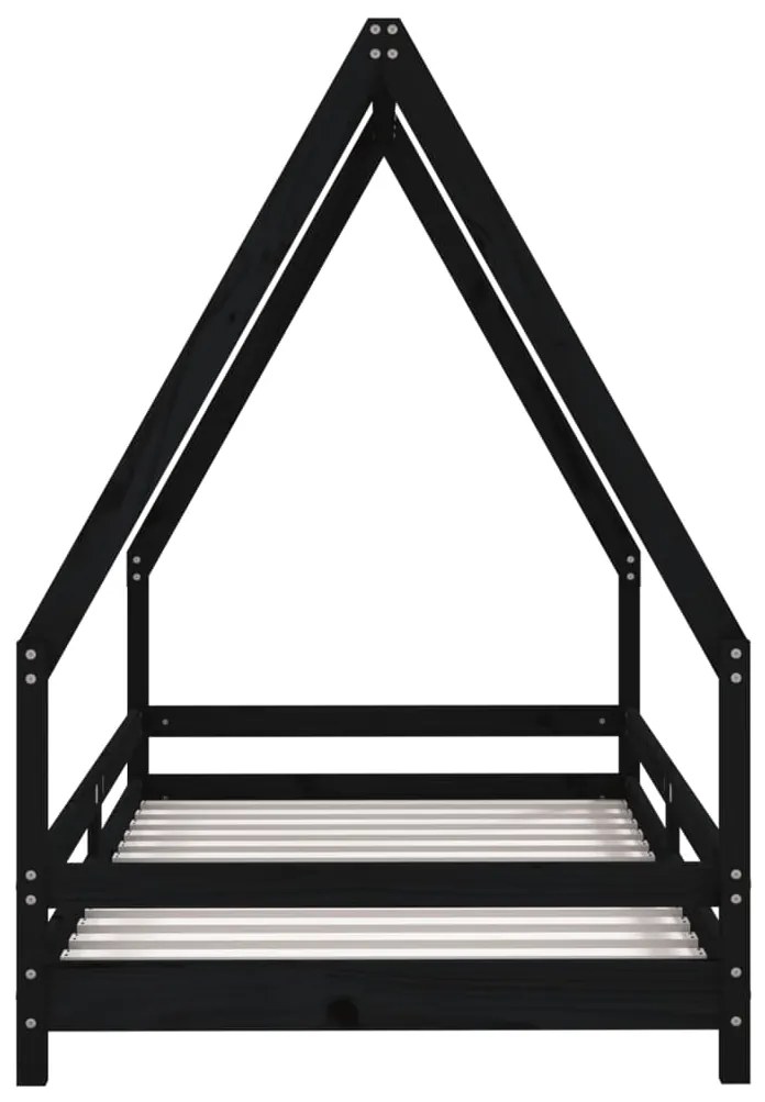Estrutura de cama infantil 90x190 cm pinho maciço preto