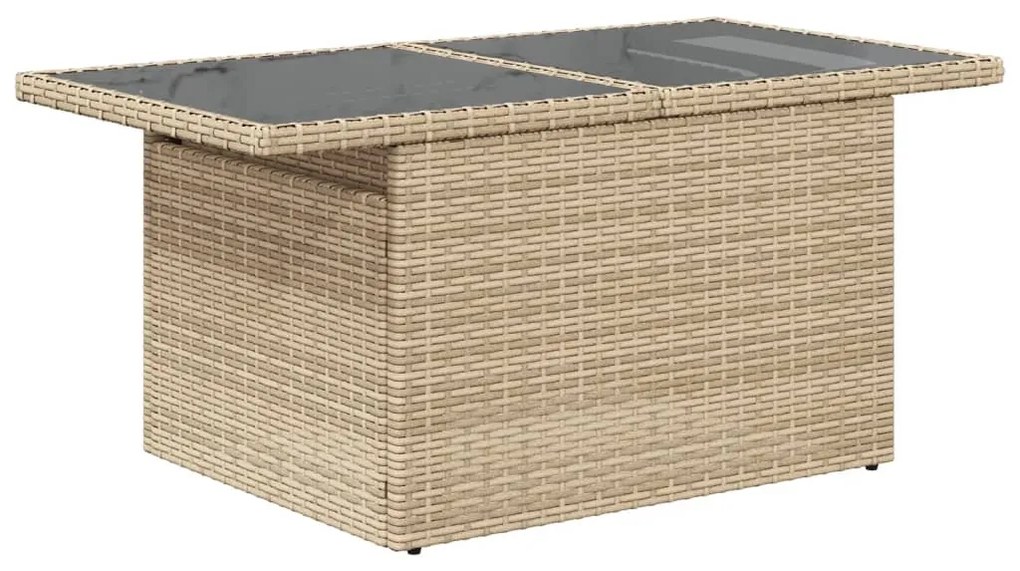 Mesa de jardim com tampo de vidro 100x55x73 cm vime PE bege