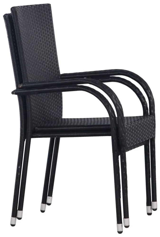 3 pcs conjunto de jantar para jardim preto