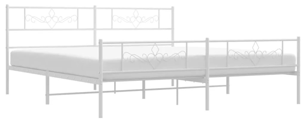 Estrutura de cama com cabeceira e pés 200x200 cm metal branco