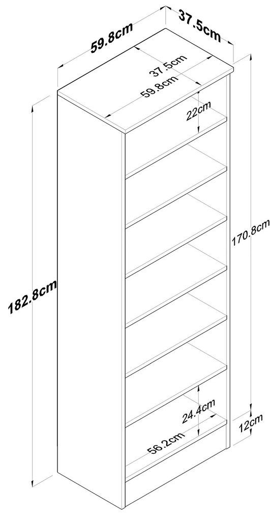 Roupeiro P6 – Nogueira e Branco – 59,8x182,8x37,5 cm