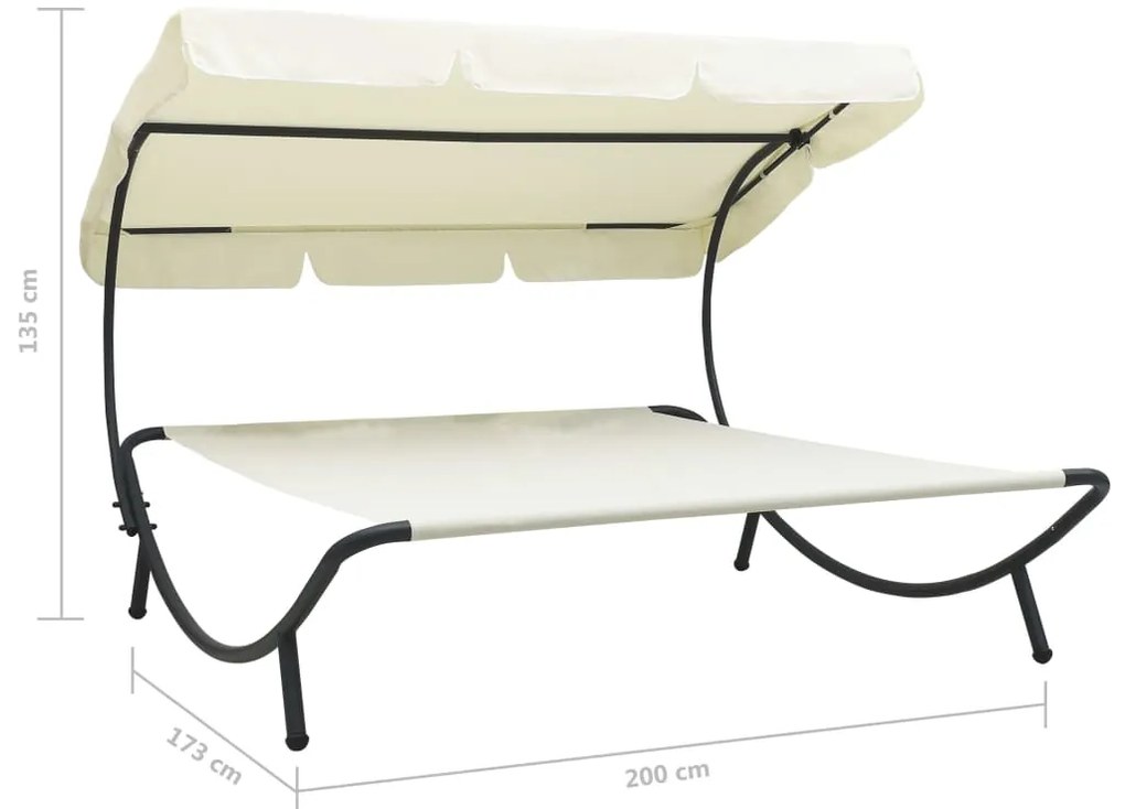 Espreguiçadeira de jardim com toldo branco nata