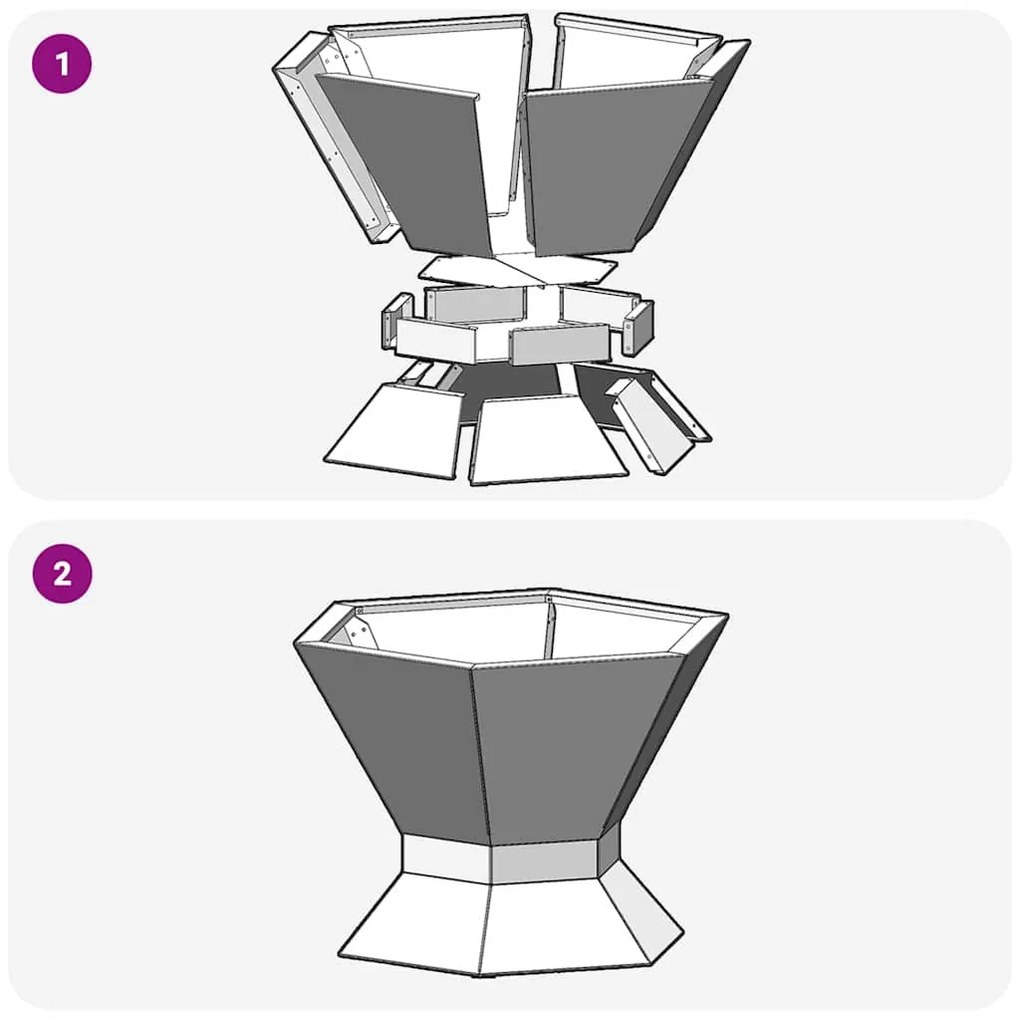 Fogueira Hexagonal vidaXL Preta 50x50x40 cm em Aço