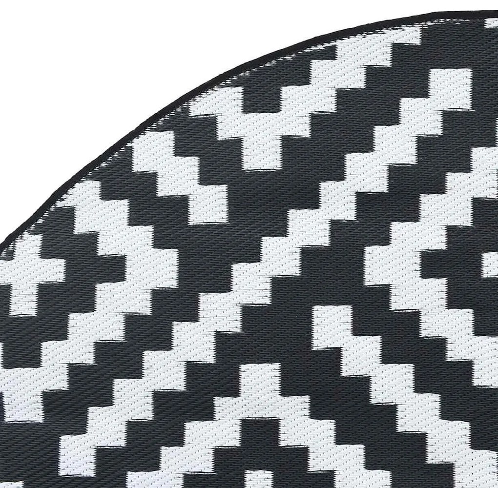 Tapete de exterior Ø200 cm ARAKIL PP branco e preto