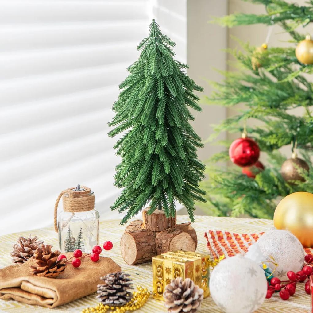 Árvore de Natal de mesa de 40cm com 200 pontas de galhos e base de madeira maciça para Casa Escritorio verde