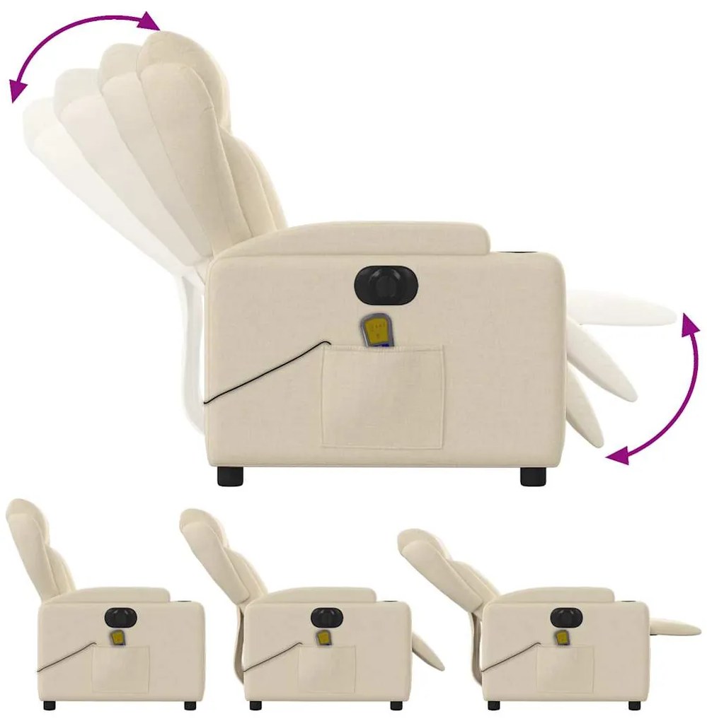 Poltrona de massagens reclinável elétrica tecido creme