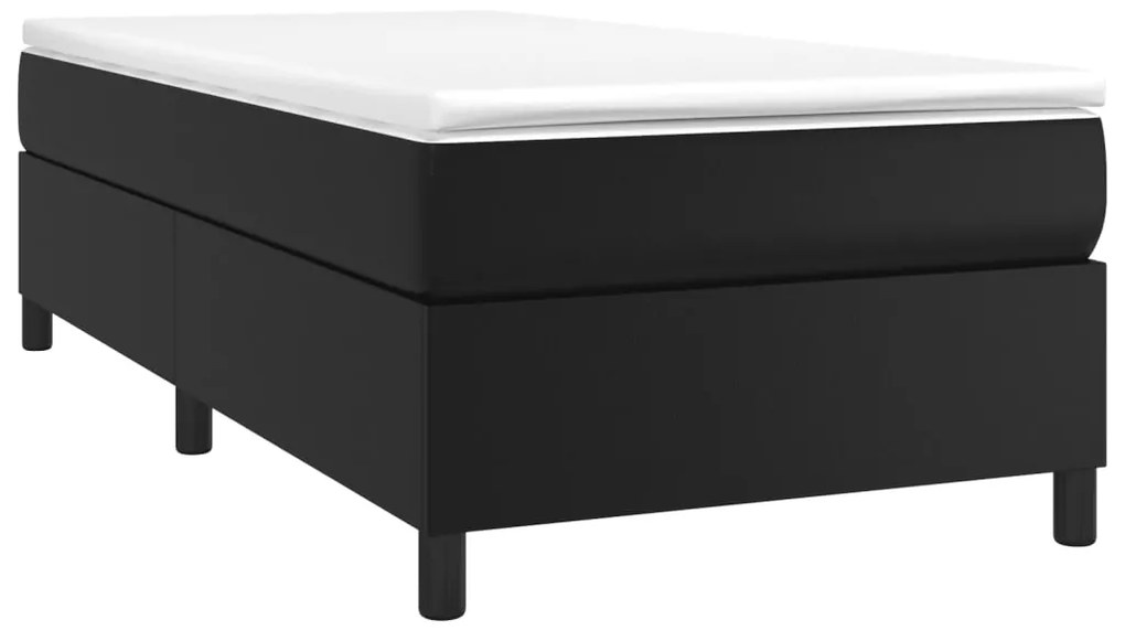 Estrutura de cama 90x190 cm couro artificial preto