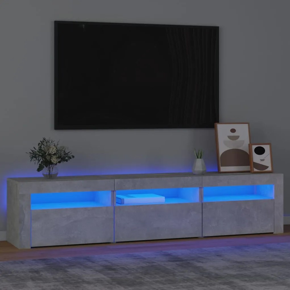 Móvel de TV com luzes LED 180x35x40 cm cinza sonoma