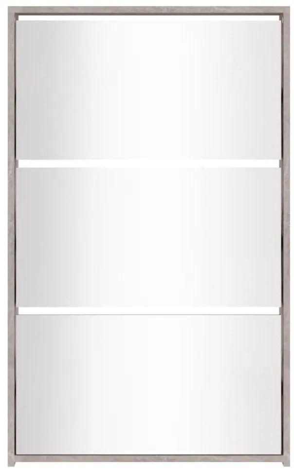 Sapateira c/ espelho 3 divisórias 63x17x102,5 cm cinza cimento