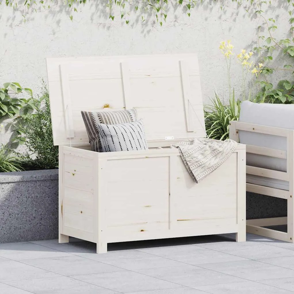 vidaXL Caixa p/ almofadões de exterior 100x50x56cm abeto maciço branco