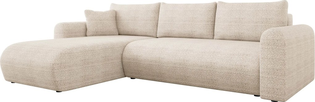 Sofá de canto Comfivo 449, Cama com arrumação, 252x158x80cm, 101 kg, Pernas: Plástico