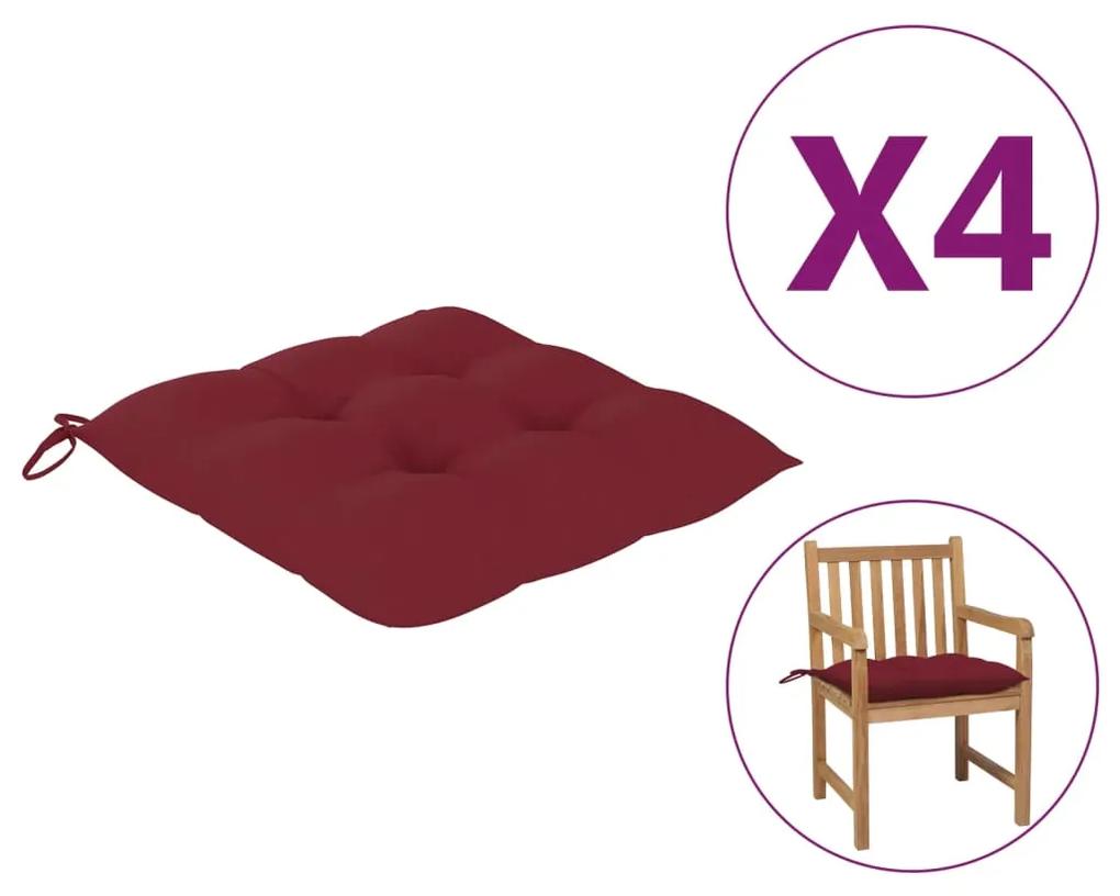 314924 vidaXL Almofadões de cadeira 4 pcs 50x50x7 cm tecido vermelho tinto