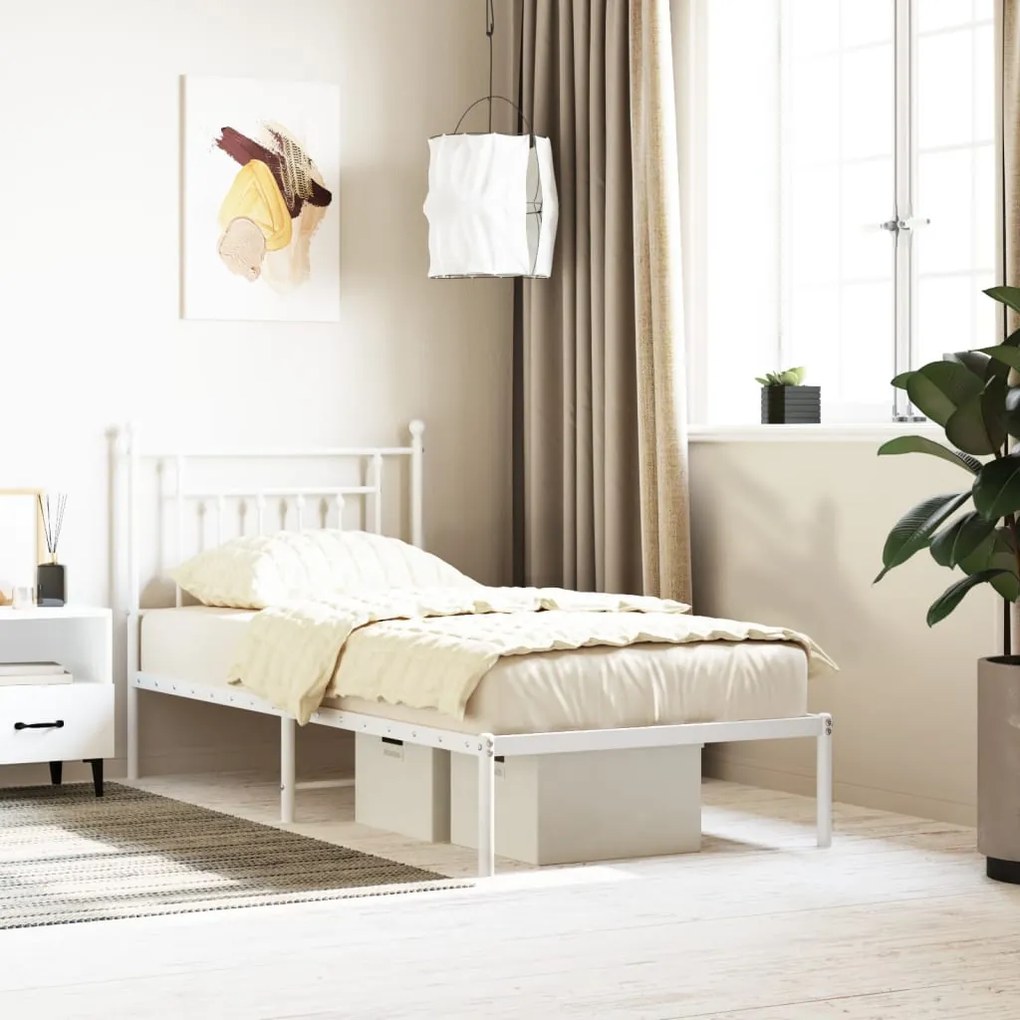 Estrutura de cama com cabeceira 90x200 cm metal branco