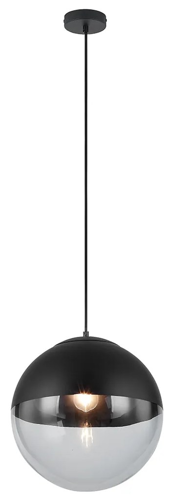 Candeeiro de pendente retro preto com vidro transparente 35 cm - Eclipse Retro