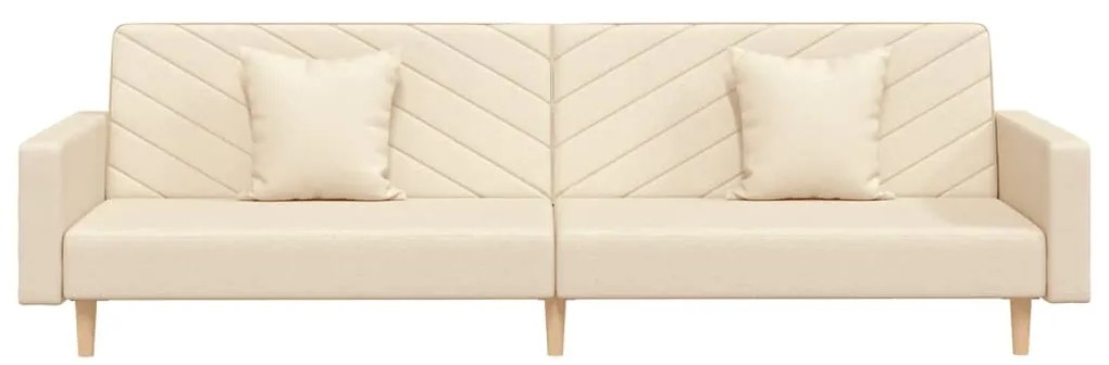 Sofá-cama 2 lugares com duas almofadas tecido cor creme