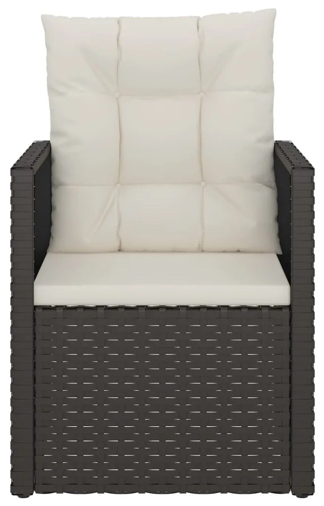 3 pcs conjunto lounge de exterior c/ almofadões vime PE preto