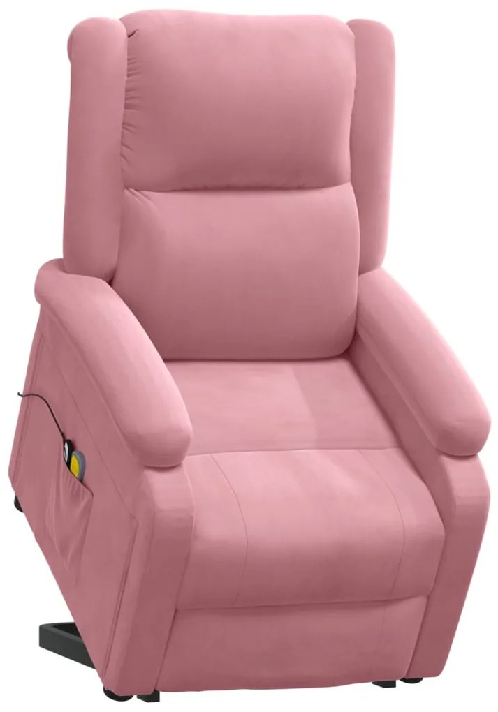 Poltrona de massagens elevatória veludo rosa
