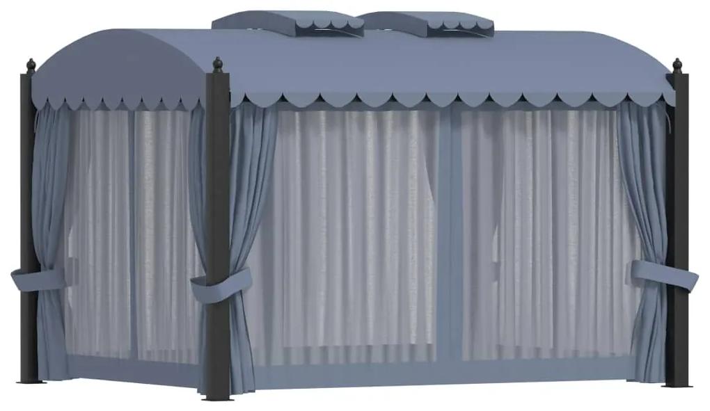 Gazebo com cortinas 3x4 m aço antracite