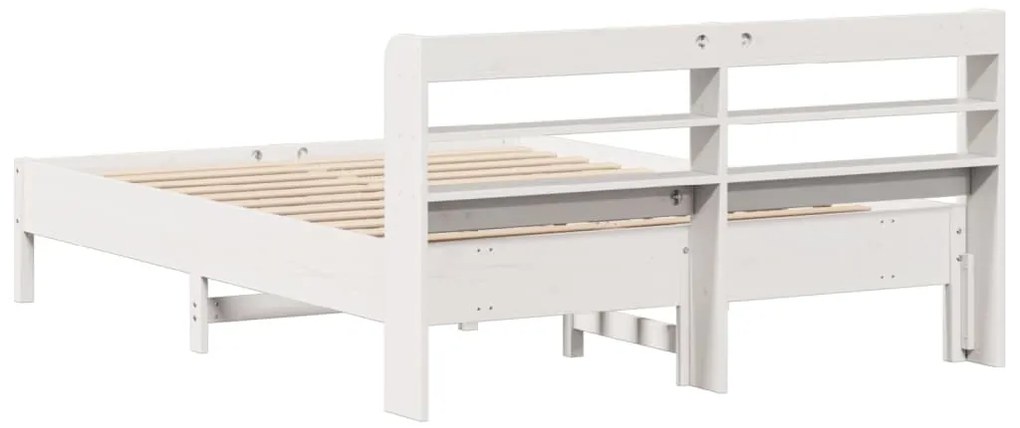 Cama sem colchão 140x190 cm madeira de pinho maciça branco