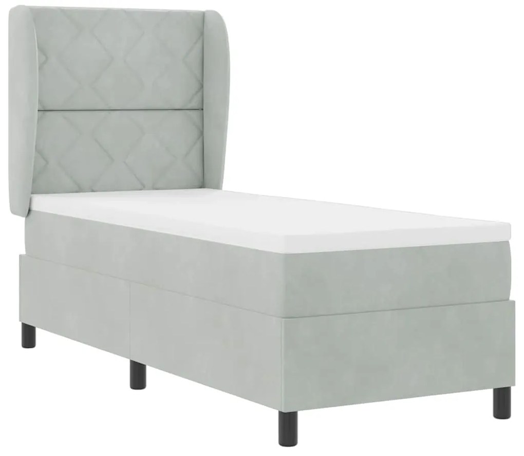Cama com Estrado e Colchão Cinzento-claro 80x200 cm em Veludo