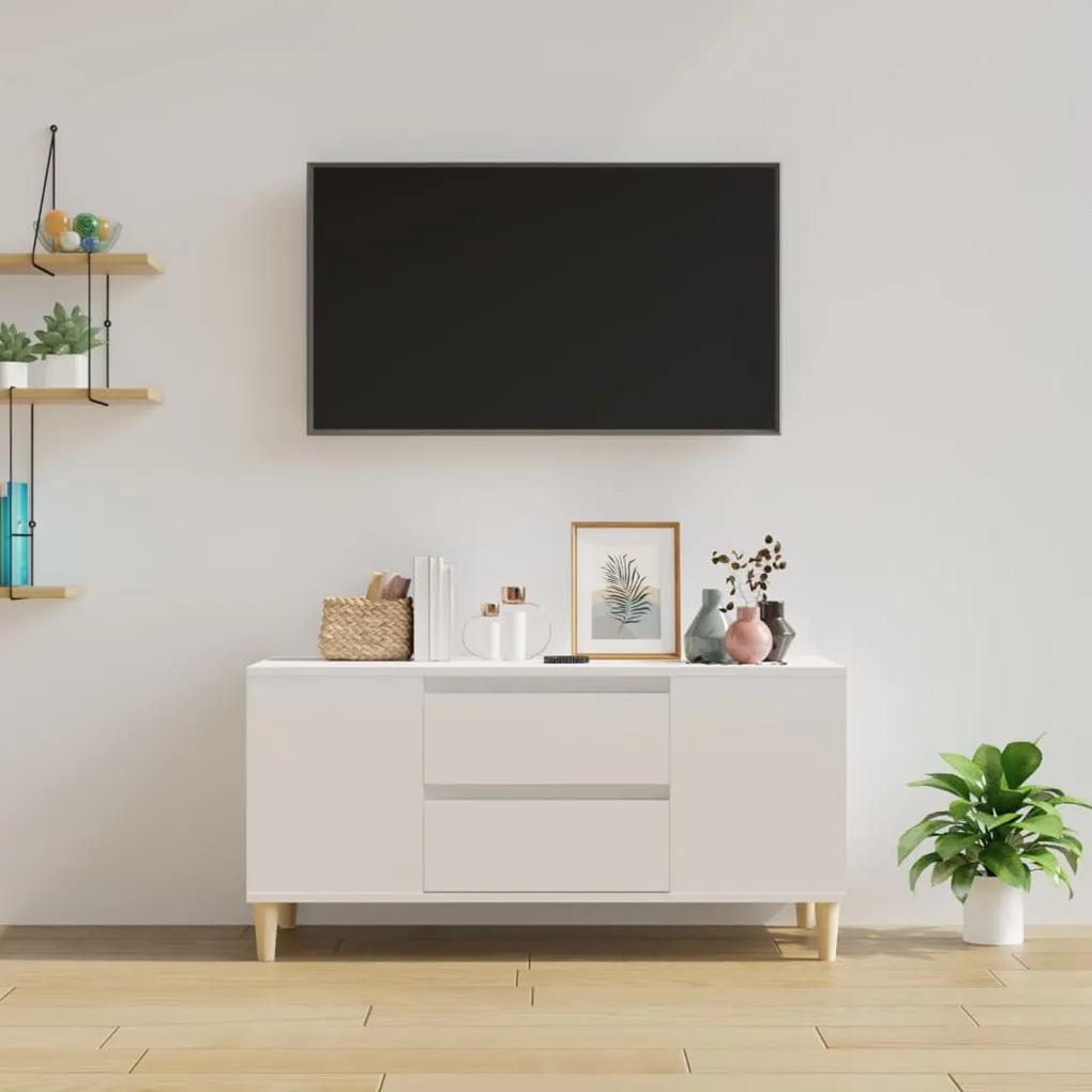 Móvel p/ TV 102x44,5x50 cm derivados madeira branco brilhante