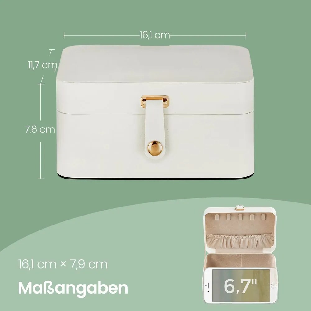 Caixa para joias, 2 níveis, em PU 11,6 x 16 x 7,5 cm Branco