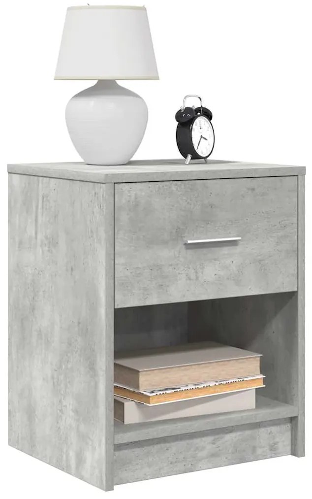 Mesa de cabeceira com gaveta 40x34x50 cm cinzento cimento