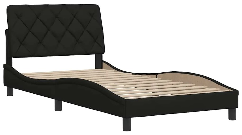 Estrutura de cama sem colchão 100x200 cm tecido preto
