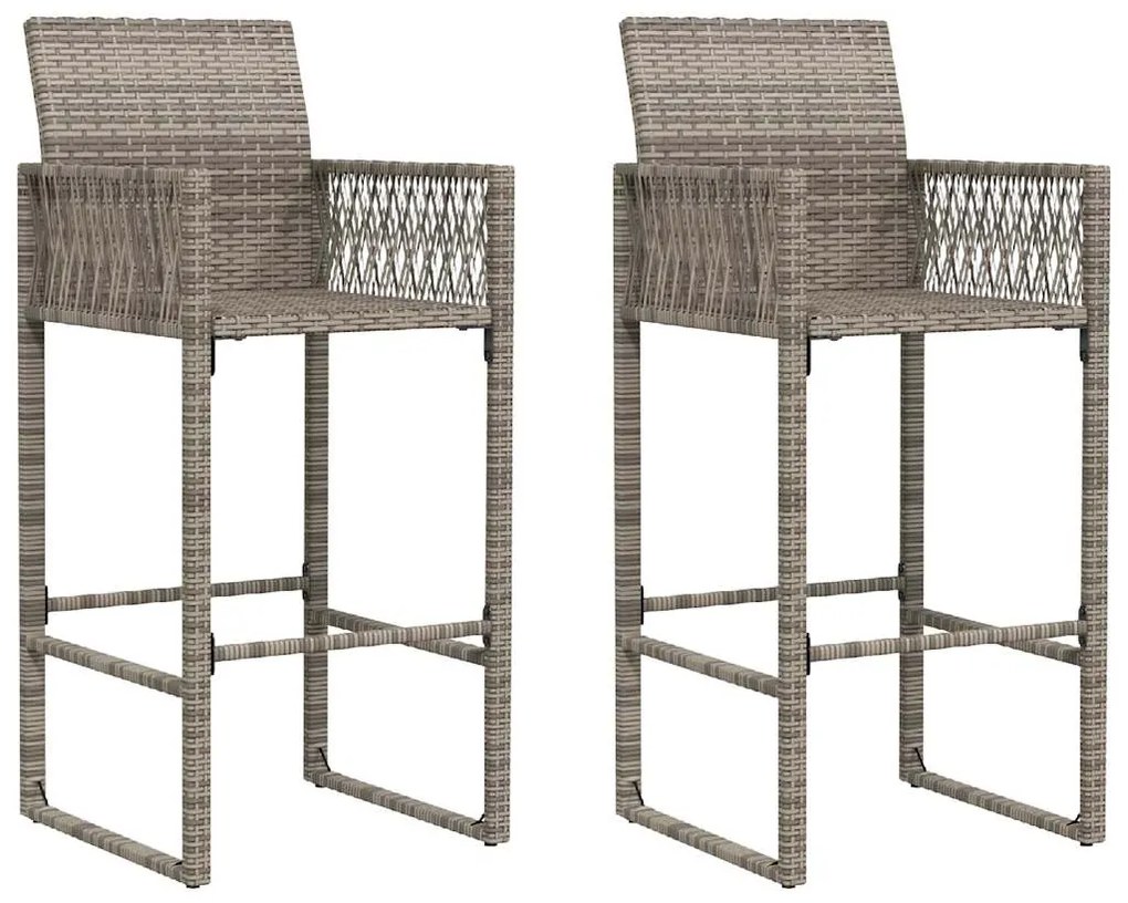 3 pcs conj. bar jardim sem almofadões vime PE/acácia cinzento