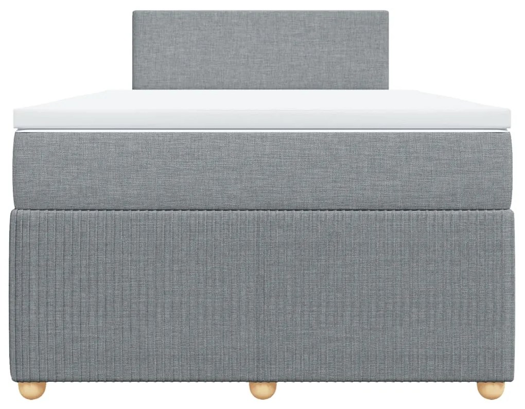 Cama boxspring com colchão 120x190 cm tecido cinzento-claro