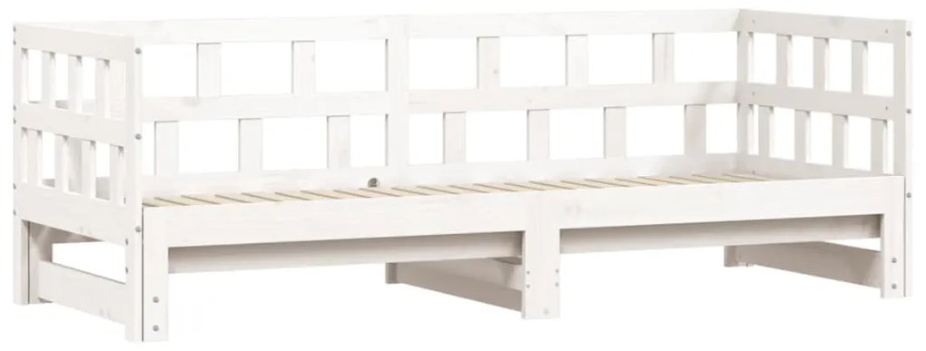 Sofá-cama com gavetão 90x190 cm madeira de pinho maciça branco