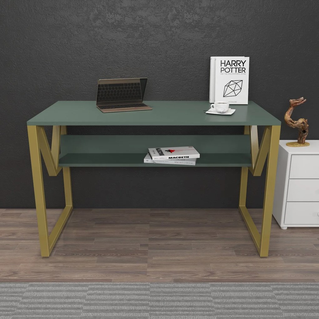 Secretária Lona – Verde Dourado – 120x72,8x60 cm