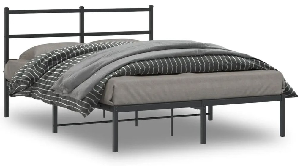 Estrutura de cama com cabeceira 140x190 cm metal preto