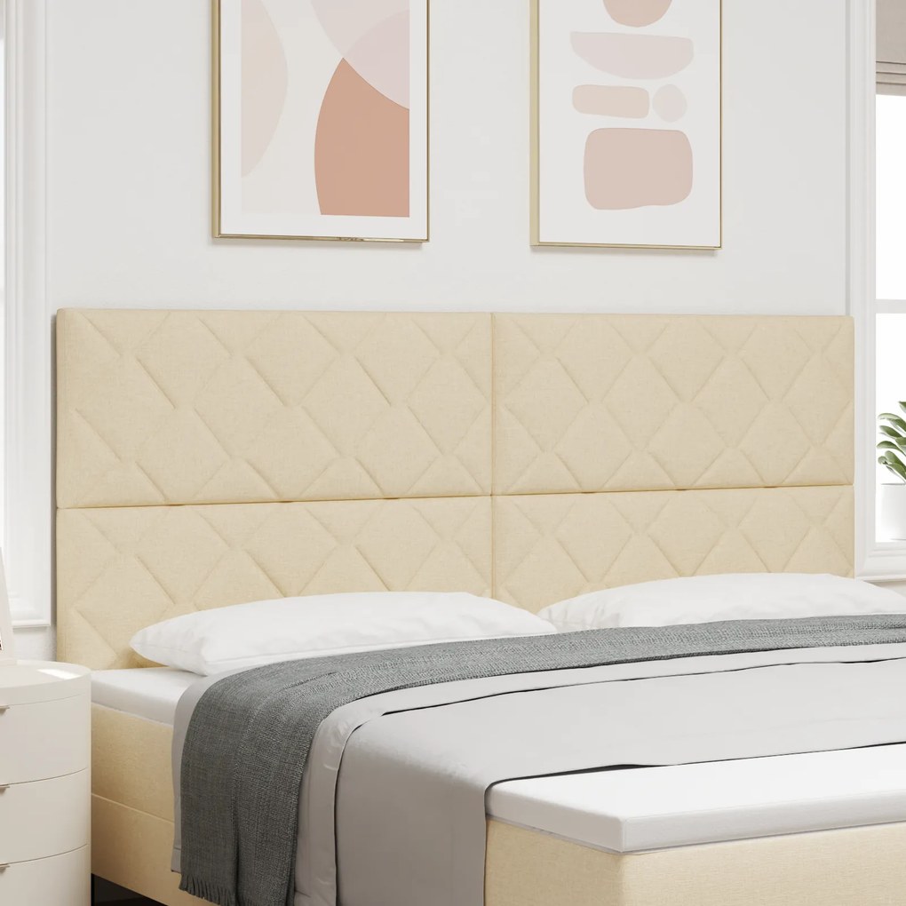 Cabeceira Design de Blocos de Diamante Creme 200 cm Tecido