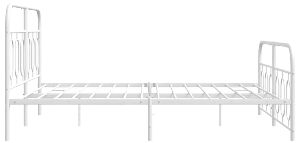 Estrutura de cama com cabeceira e pés 140x200 cm metal branco