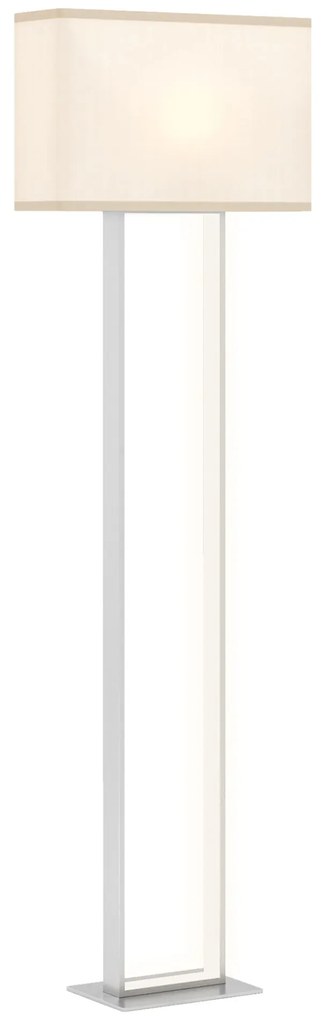 HOMCOM Candeeiro de Pé Moderno 150 cm Candeeiro de Pé para Sala de Estar com Ecrã de Tecido Luz Noturna Interruptor de Pé e Base Metálica para Dormitório Escritório Sala de Estar 45x15x150 cm Branco