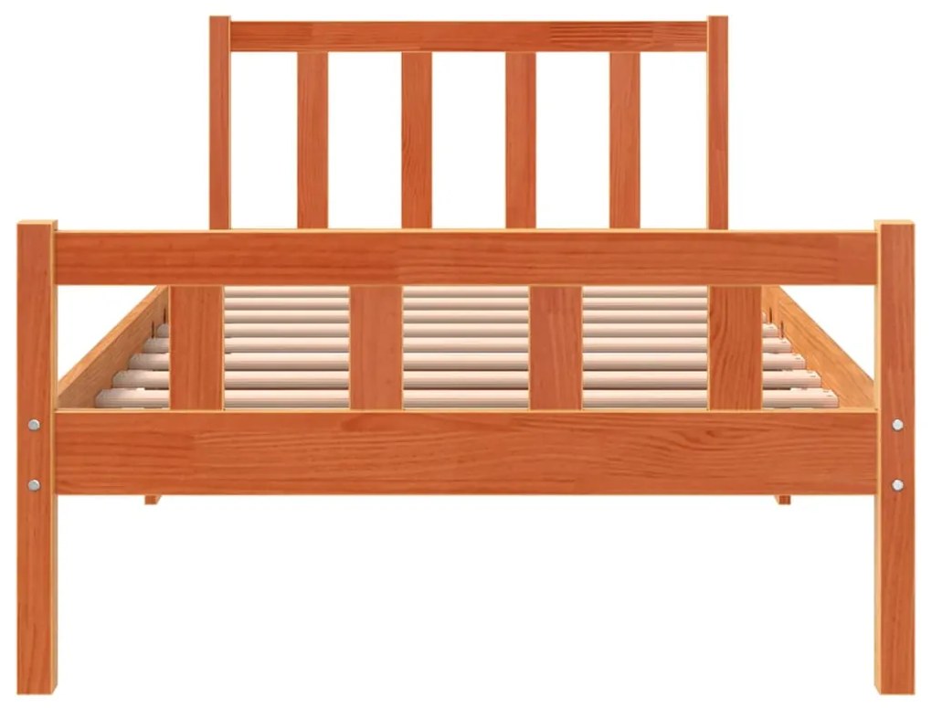Cama sem colchão 90x190 cm madeira de pinho maciça castanho-mel