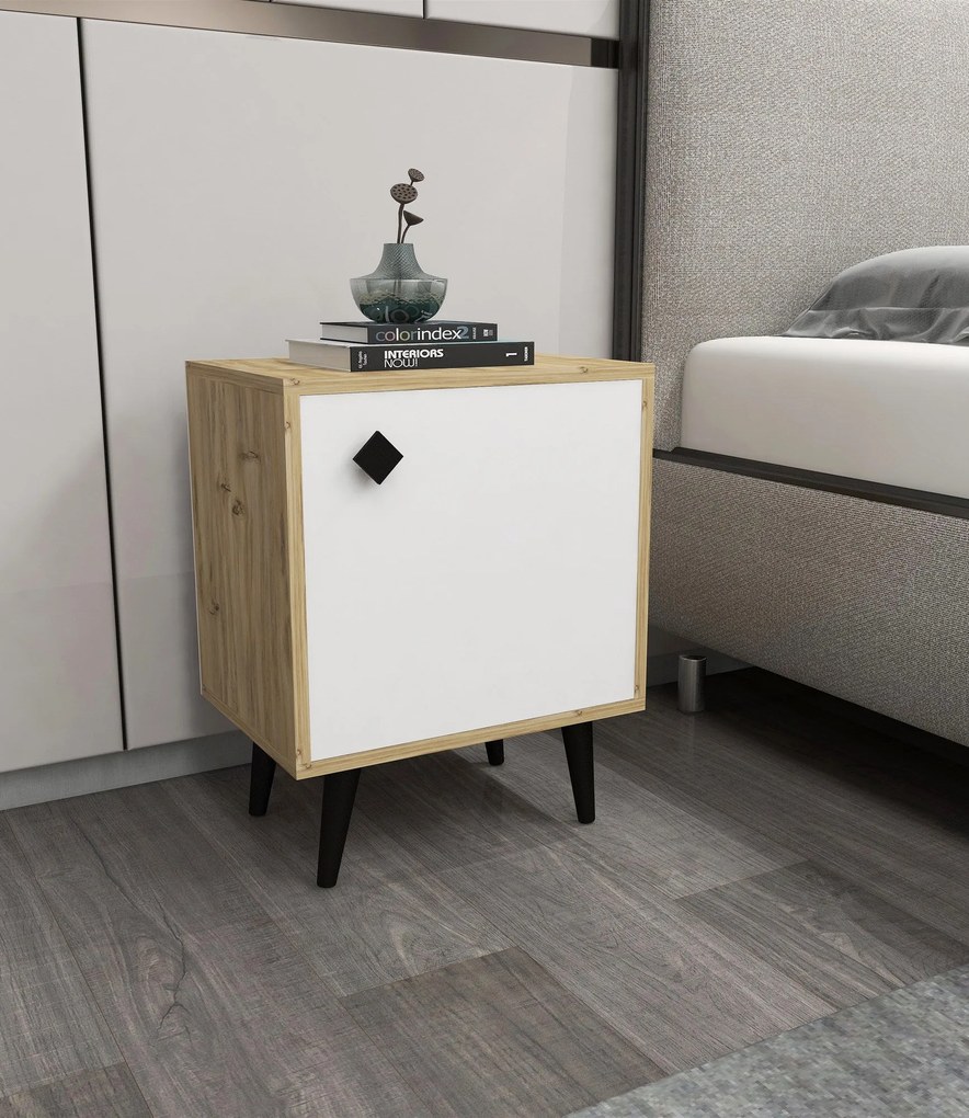 Mesa de Cabeceira Hastikoz – Carvalho Branco – 45x65x35 cm