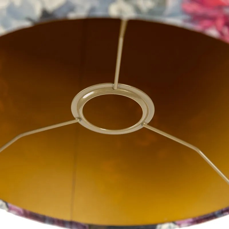 Abajur de veludo com design floral 25/25/25 Interior dourado