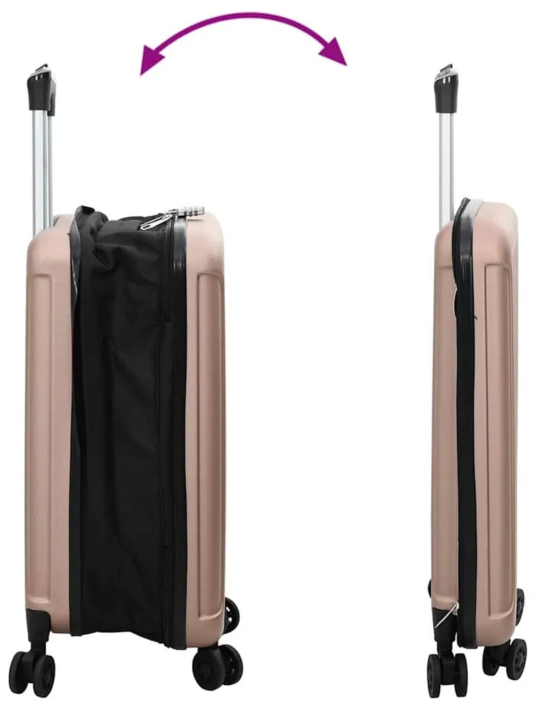 Mala Dobravel Casca Dura 20'' Rosa Dourado 34x23x55.5 cm ABS