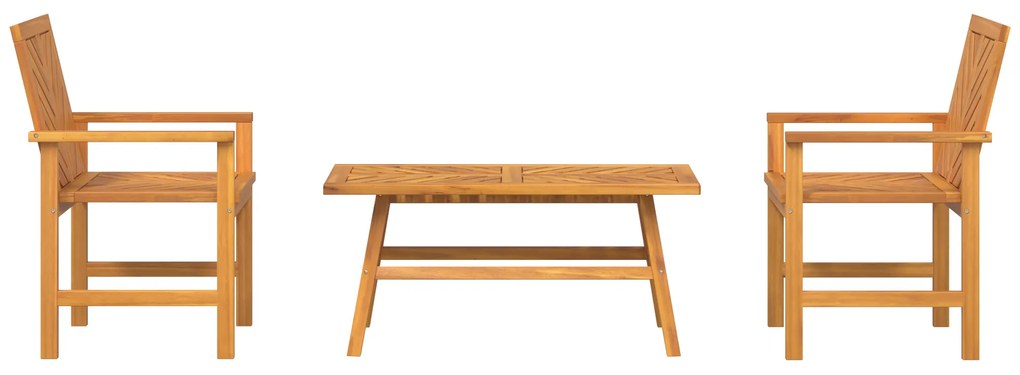 Conjunto de Lounge para Jardim de 3 Peças Madeira Sólida de Acácia