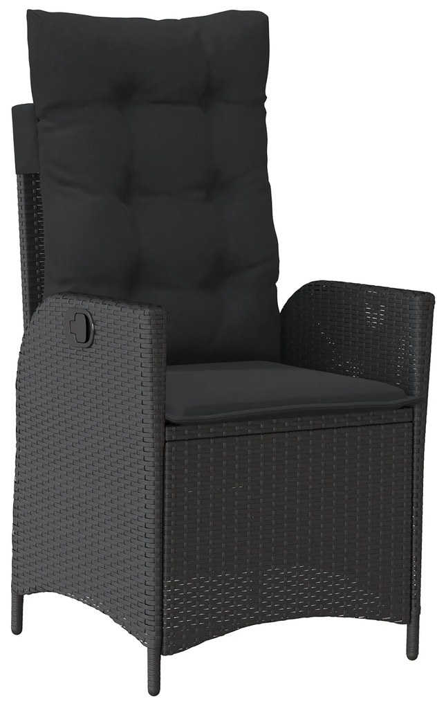 Conjunto de Jantar de Jardim com Almofadas 7 Peças Preto Vime PE