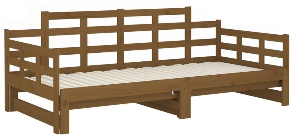 Estrutura sofá-cama de puxar pinho maciço castanho 2x(90x190)cm